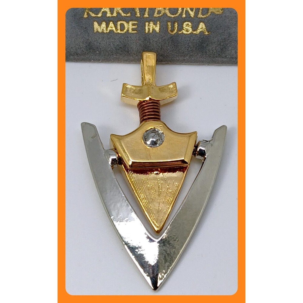 Vintage Karatbond Arrowhead Pendant Mixed Metal Made in USA Y2K New-Old-Stock